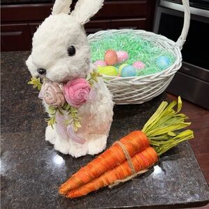 Easter decor White Bunny with Carrots